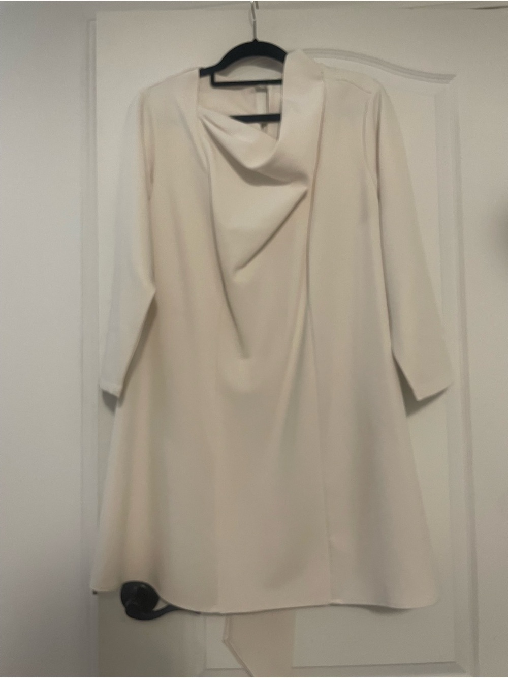 Zapelle Elegant Cream Draped Neck A-Line Top, Size XL